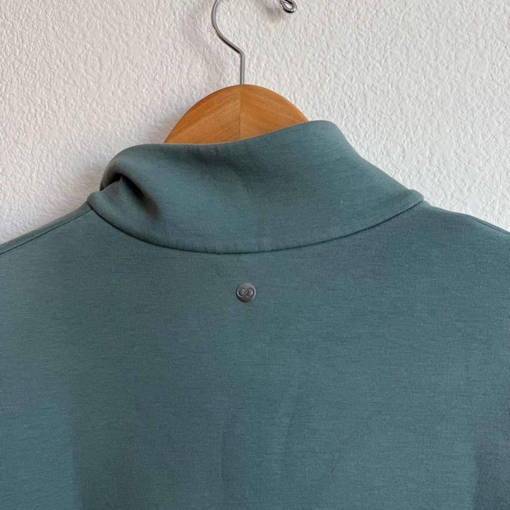 Calia Teal Green Quarter Zip Funnel Neck Scuba Pullover Sweater Size Medium - Picture 7 of 8